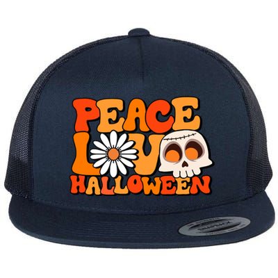 Groovy Vintage Peace Love Halloween Costume Gift Flat Bill Trucker Hat