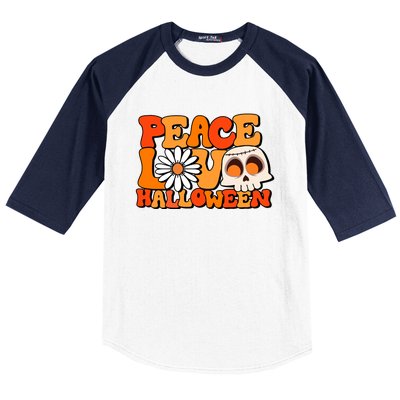 Groovy Vintage Peace Love Halloween Costume Gift Baseball Sleeve Shirt