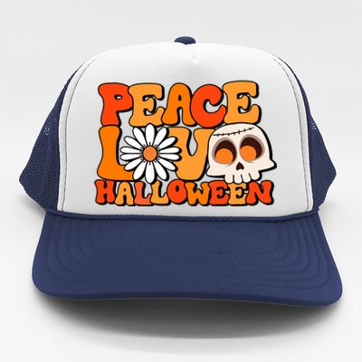 Groovy Vintage Peace Love Halloween Costume Gift Trucker Hat