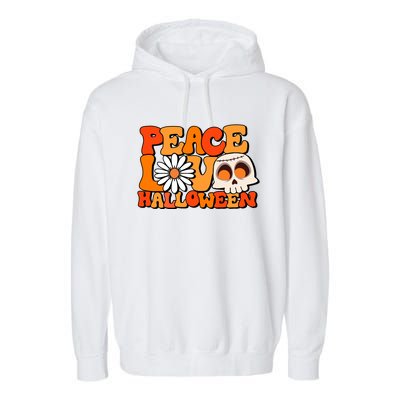 Groovy Vintage Peace Love Halloween Costume Gift Garment-Dyed Fleece Hoodie