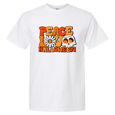 Groovy Vintage Peace Love Halloween Costume Gift Garment-Dyed Heavyweight T-Shirt