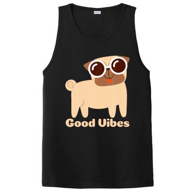 Good Vibes Pug Dog Lover Summer Vacation Positive Energy PosiCharge Competitor Tank