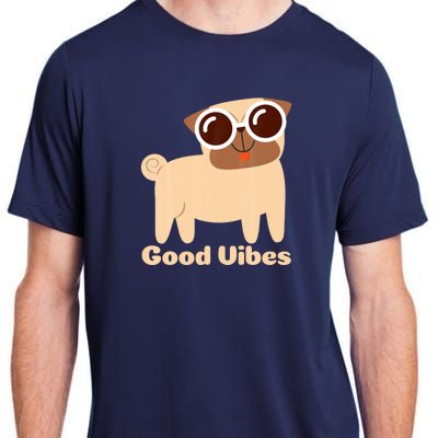 Good Vibes Pug Dog Lover Summer Vacation Positive Energy Adult ChromaSoft Performance T-Shirt