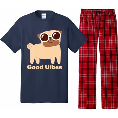 Good Vibes Pug Dog Lover Summer Vacation Positive Energy Pajama Set