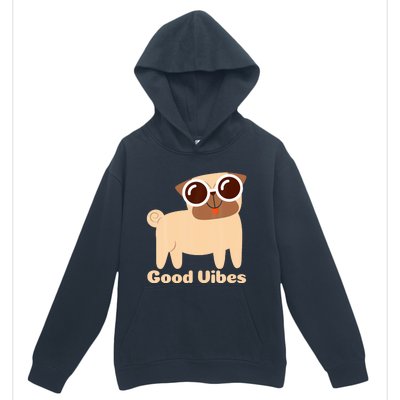 Good Vibes Pug Dog Lover Summer Vacation Positive Energy Urban Pullover Hoodie