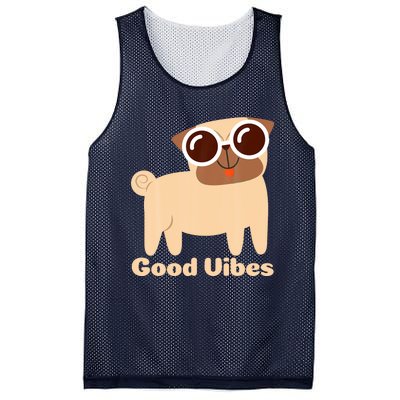 Good Vibes Pug Dog Lover Summer Vacation Positive Energy Mesh Reversible Basketball Jersey Tank