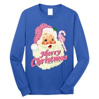 Groovy Vintage Pink Santa Claus Merry Christmas Funny Long Sleeve Shirt