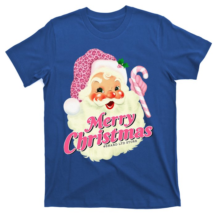 Groovy Vintage Pink Santa Claus Merry Christmas Funny T-Shirt