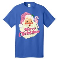 Groovy Vintage Pink Santa Claus Merry Christmas Funny Tall T-Shirt