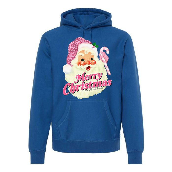 Groovy Vintage Pink Santa Claus Merry Christmas Funny Premium Hoodie