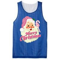 Groovy Vintage Pink Santa Claus Merry Christmas Funny Mesh Reversible Basketball Jersey Tank