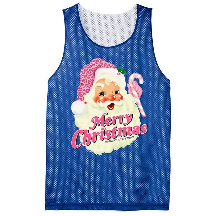 Groovy Vintage Pink Santa Claus Merry Christmas Funny Mesh Reversible Basketball Jersey Tank