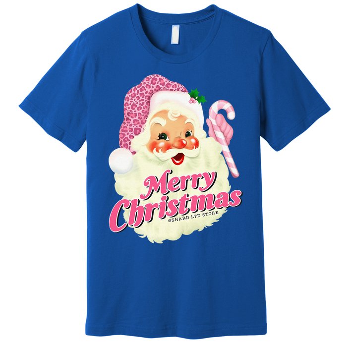 Groovy Vintage Pink Santa Claus Merry Christmas Funny Premium T-Shirt