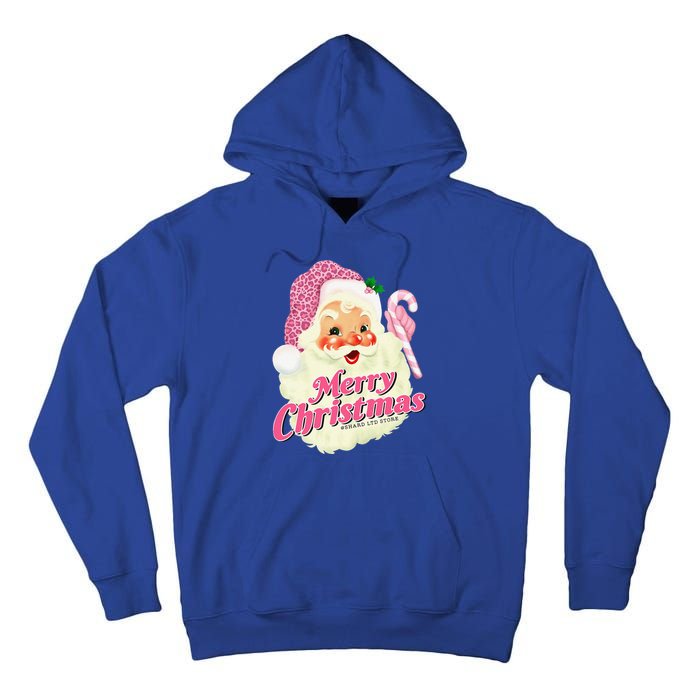 Groovy Vintage Pink Santa Claus Merry Christmas Funny Tall Hoodie