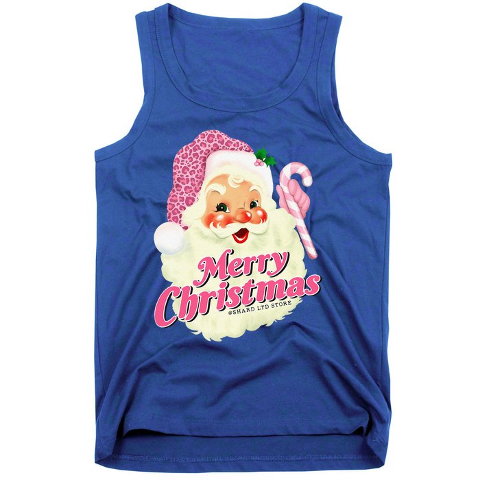 Groovy Vintage Pink Santa Claus Merry Christmas Funny Tank Top