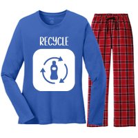 Green Vegan Plastic Free Save Earth Funny Gift Women's Long Sleeve Flannel Pajama Set 