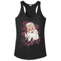 Groovy Vintage Pink Santa Claus Believe Christmas Ladies PosiCharge Competitor Racerback Tank