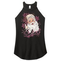 Groovy Vintage Pink Santa Claus Believe Christmas Women's Perfect Tri Rocker Tank