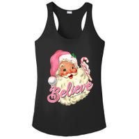 Groovy Vintage Pink Santa Claus Believe Christmas Wo Kid Ladies PosiCharge Competitor Racerback Tank