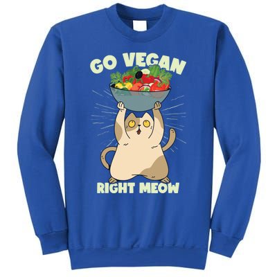 Go Vegan Right Meow Funny Cat Veganism Gift Sweatshirt