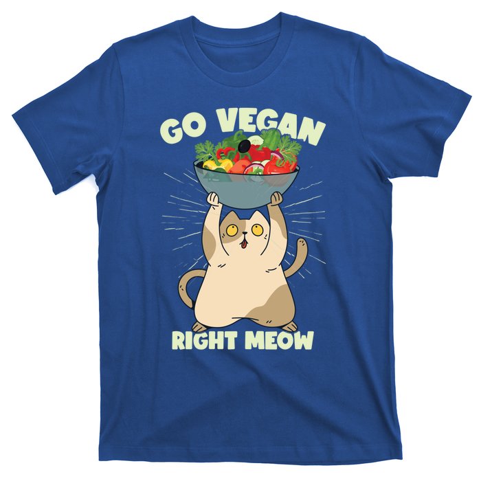 Go Vegan Right Meow Funny Cat Veganism Gift T-Shirt