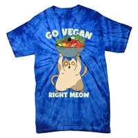 Go Vegan Right Meow Funny Cat Veganism Gift Tie-Dye T-Shirt