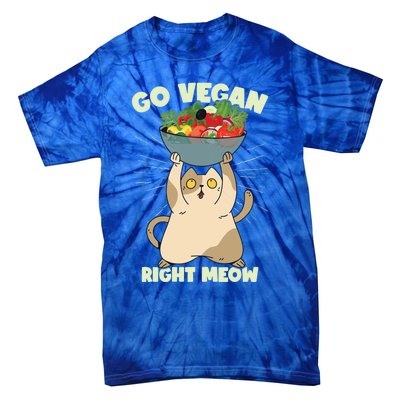 Go Vegan Right Meow Funny Cat Veganism Gift Tie-Dye T-Shirt