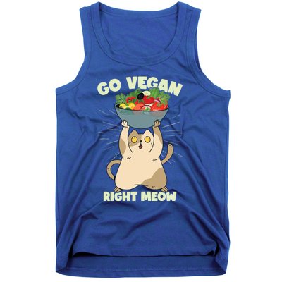 Go Vegan Right Meow Funny Cat Veganism Gift Tank Top