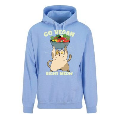 Go Vegan Right Meow Funny Cat Veganism Gift Unisex Surf Hoodie