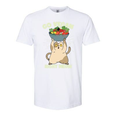 Go Vegan Right Meow Funny Cat Veganism Gift Softstyle CVC T-Shirt