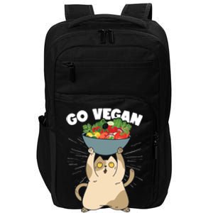 Go Vegan Right Meow Funny Veganism Cat Organic Food Vegan Gift Impact Tech Backpack