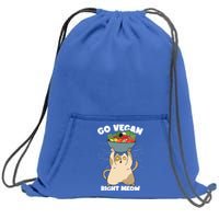 Go Vegan Right Meow Funny Veganism Cat Organic Food Vegan Gift Sweatshirt Cinch Pack Bag