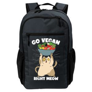 Go Vegan Right Meow Funny Veganism Cat Organic Food Vegan Gift Daily Commute Backpack