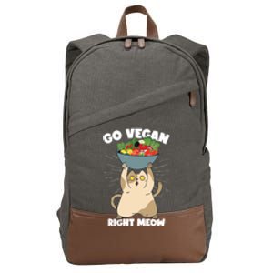 Go Vegan Right Meow Funny Veganism Cat Organic Food Vegan Gift Cotton Canvas Backpack