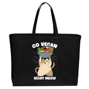 Go Vegan Right Meow Funny Veganism Cat Organic Food Vegan Gift Cotton Canvas Jumbo Tote