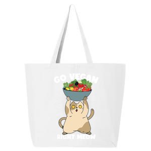 Go Vegan Right Meow Funny Veganism Cat Organic Food Vegan Gift 25L Jumbo Tote