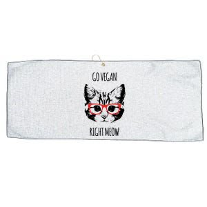 Go Vegan Right Meow Funny Gift For Vegans Vegan Funny Gift Large Microfiber Waffle Golf Towel