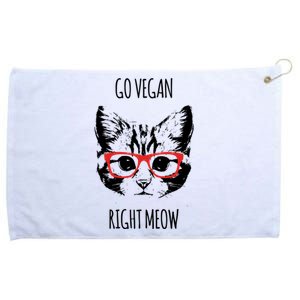 Go Vegan Right Meow Funny Gift For Vegans Vegan Funny Gift Grommeted Golf Towel