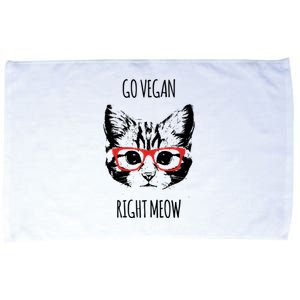 Go Vegan Right Meow Funny Gift For Vegans Vegan Funny Gift Microfiber Hand Towel