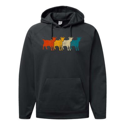 Goat Vintage Retro Farm Animal Goats Performance Fleece Hoodie