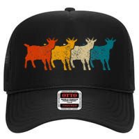 Goat Vintage Retro Farm Animal Goats High Crown Mesh Back Trucker Hat