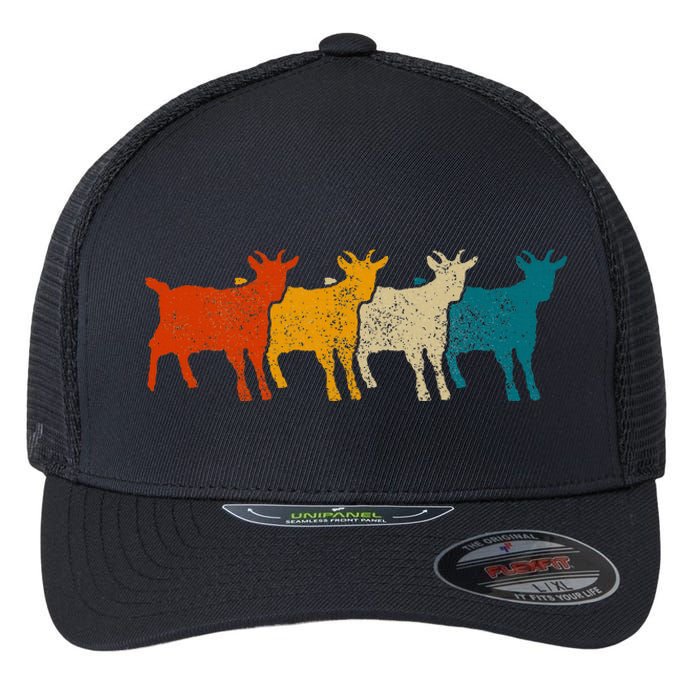 Goat Vintage Retro Farm Animal Goats Flexfit Unipanel Trucker Cap