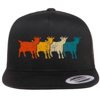 Goat Vintage Retro Farm Animal Goats Flat Bill Trucker Hat