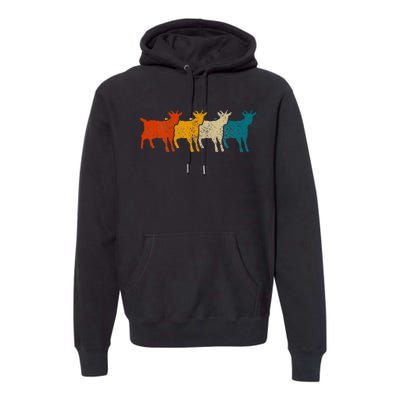 Goat Vintage Retro Farm Animal Goats Premium Hoodie