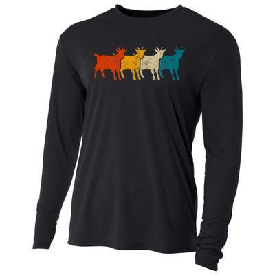 Goat Vintage Retro Farm Animal Goats Cooling Performance Long Sleeve Crew