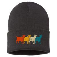 Goat Vintage Retro Farm Animal Goats Sustainable Knit Beanie