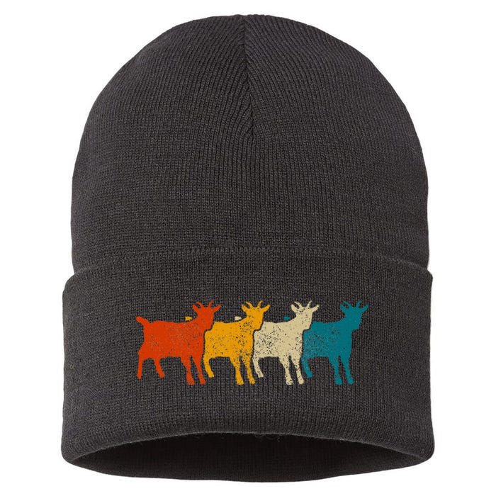 Goat Vintage Retro Farm Animal Goats Sustainable Knit Beanie