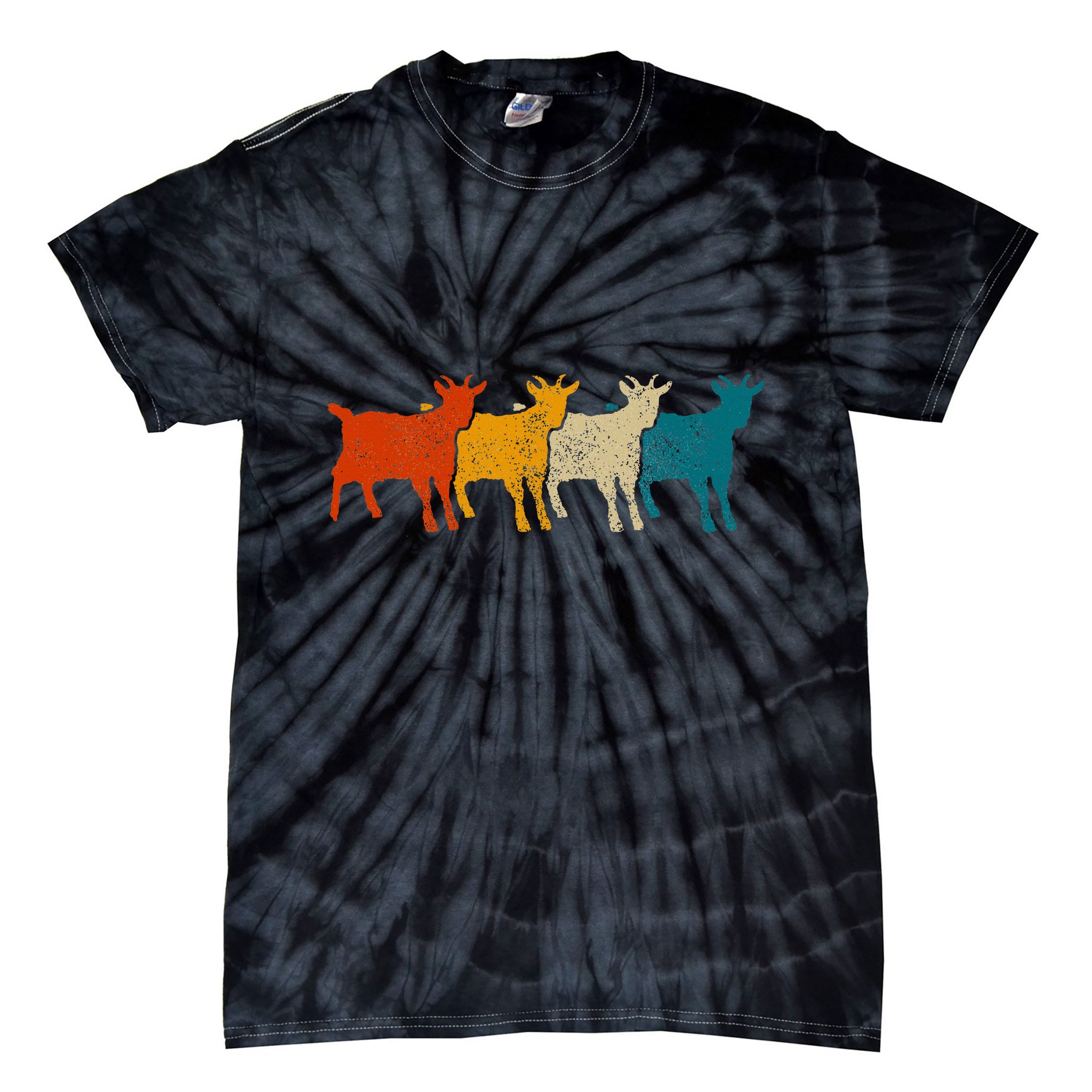 Goat Vintage Retro Farm Animal Goats Tie-Dye T-Shirt