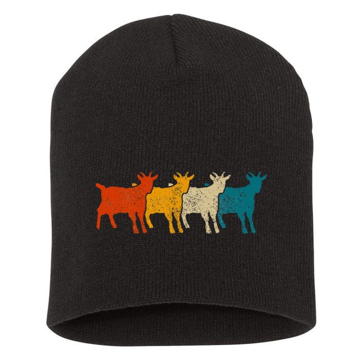 Goat Vintage Retro Farm Animal Goats Short Acrylic Beanie