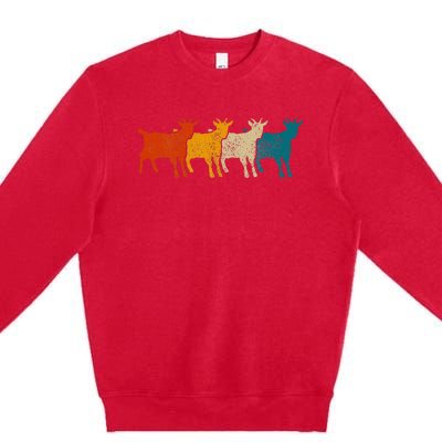 Goat Vintage Retro Farm Animal Goats Premium Crewneck Sweatshirt